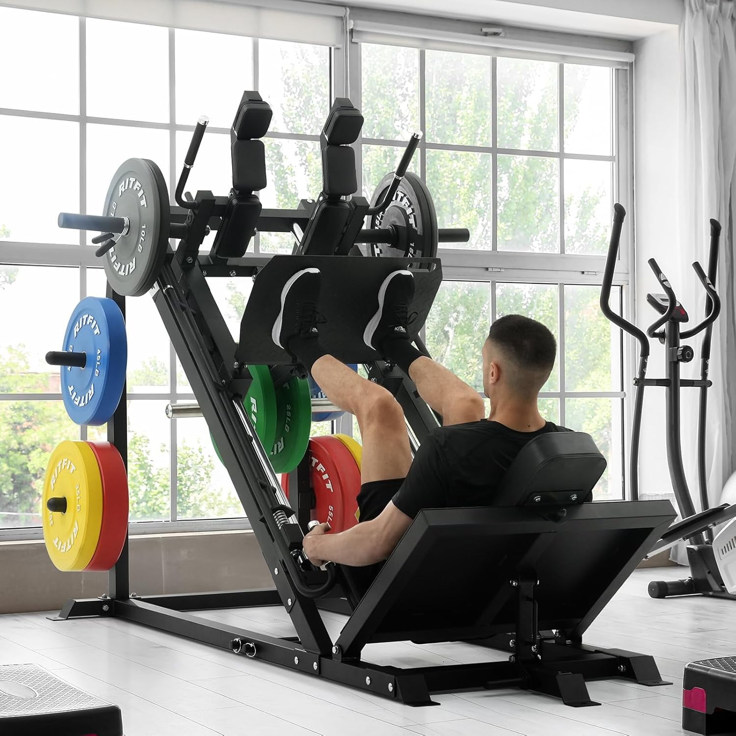 RitFit Gazelle Pro 3 in 1 Leg Press and Hack Squat Machine - High-Tensile Steel Leg Press Machine, 2000 lbs Capacity, Adjustable Angles, Hack Squat Machine with Weight Storage, for Home Gym (Black)