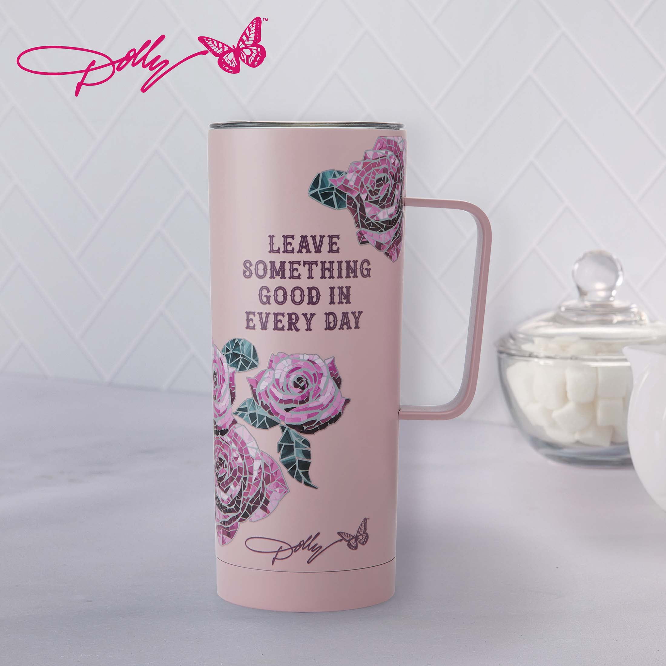 Dolly Parton 20 oz Double-Walled Stainless Steel Travel Mug Rose Pink