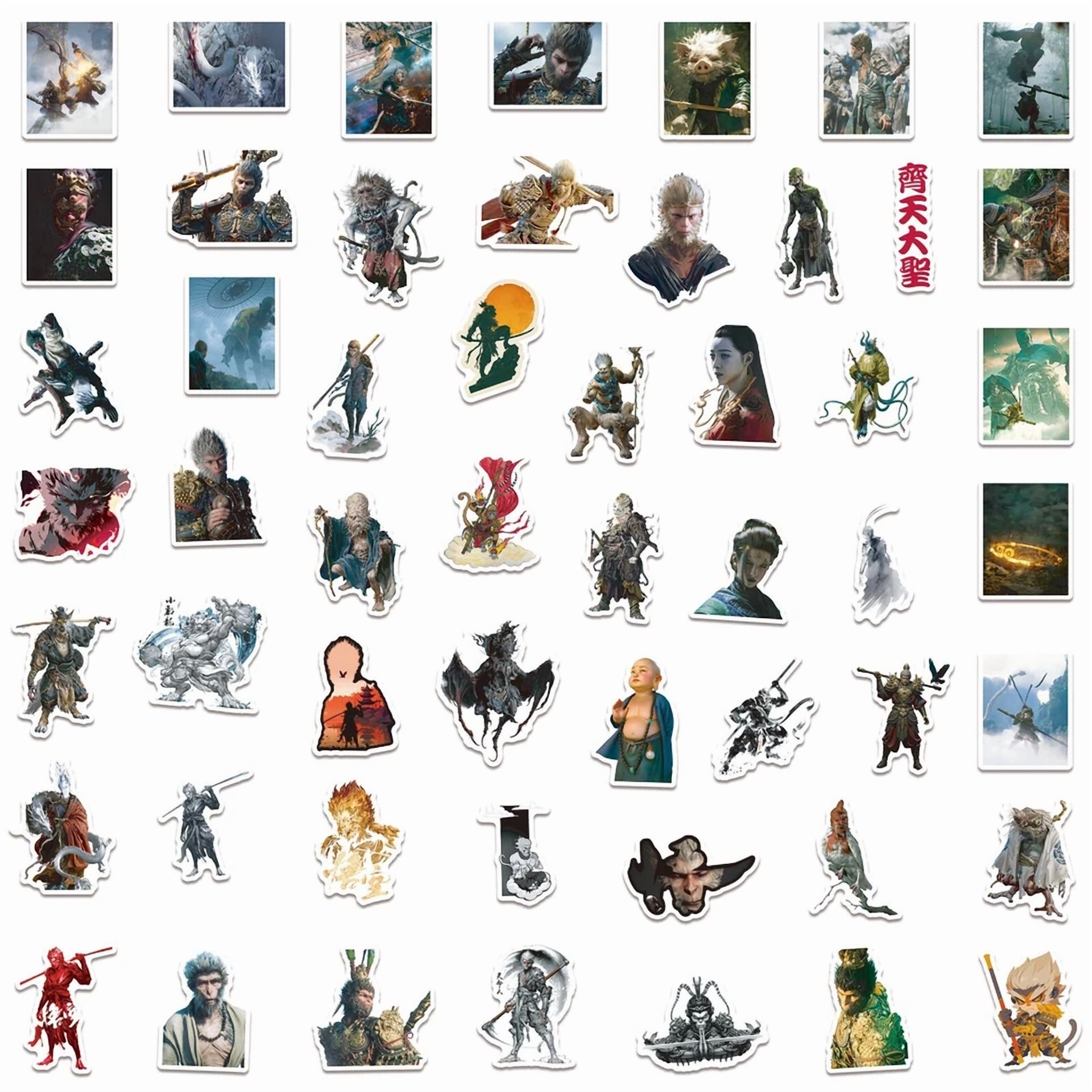 BUTTERFLY- 50Pc Waterproof Vinyl Stickers Black Myth Wukong Video Game Luggage Phone Laptop