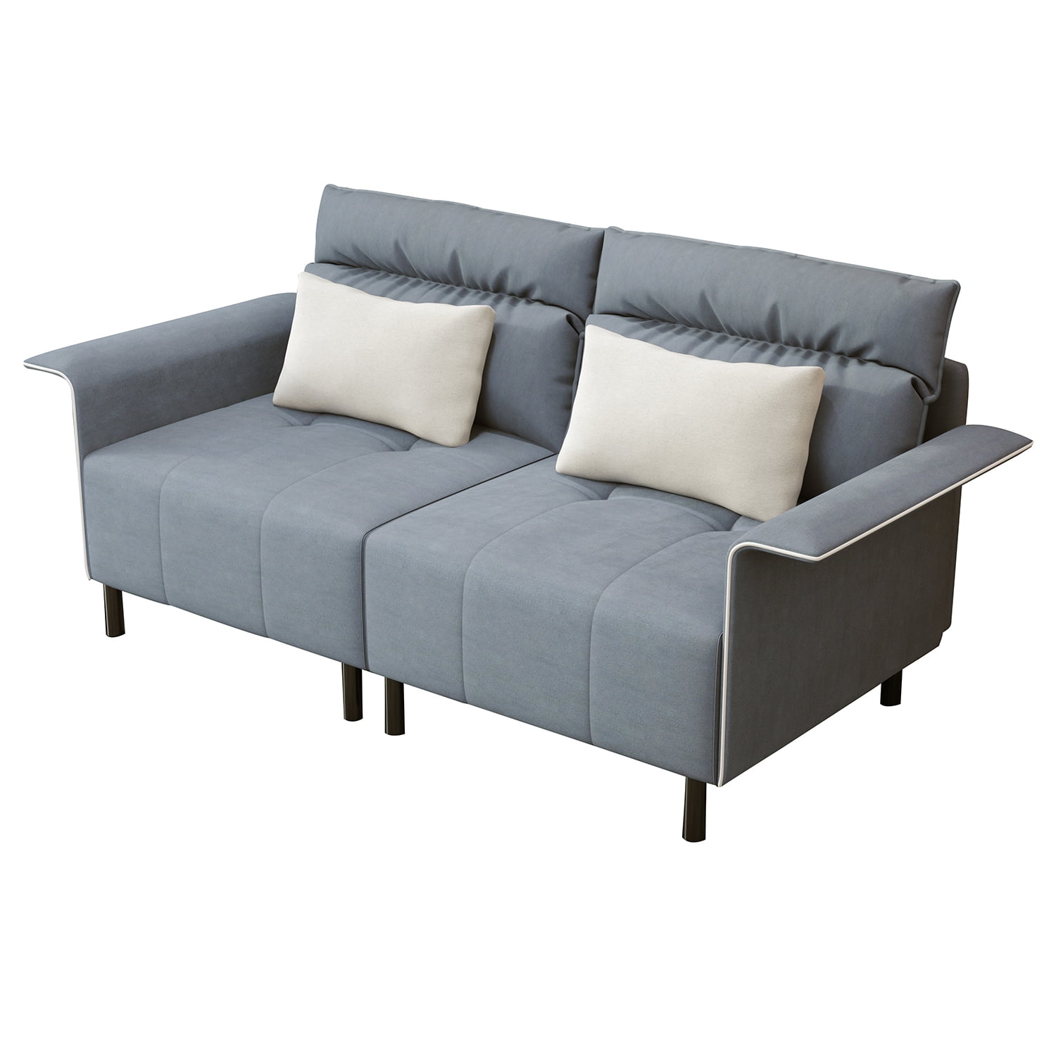 Kadyn Loveseat Sofa, Modern Sofa Couch for Office, Suede Sofa Couch for Living Room, Light Grey