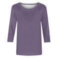 thumbnail image 5 of 3/4 Length Sleeve Womens Tops Fashion Fall Casual Crew Neck Shirts Trendy Solid Tees Cute Loose Comfy Blouses Fall Winter White T Shirts Casual Going Out Tops for Women, 5 of 5