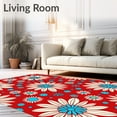 thumbnail image 2 of ODIKA 4'x6' Machine Washable Non-Slip Area Rug, Meadow Burst with Dancing Daisy Chain Motifs High Traffic Rug, Red, 530244, 2 of 7