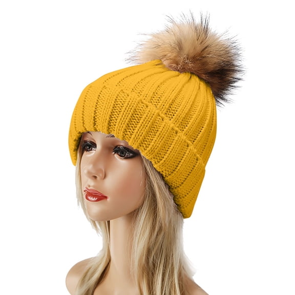 Pyhlmscde Women's Winter Knitted Warm And Comfortable Ski Adjustable Bowler Hat, Winter Hats for Women, Beanie for Women, Women Hats