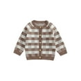 thumbnail image 1 of Seyurigaoka Toddlers Baby Boys Girls Knit Coats Plaid Pattern Round Neck Button Fly Long Sleeve Sweater Cardigan Autumn Winter Pullover, 1 of 8