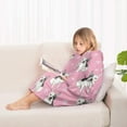 thumbnail image 4 of Pink French Bulldog Love Heart Blanket Hoodies for Kids 6-13YR Oversize Wearable Blanket Hoodies for Boys Girls Teens, 4 of 7