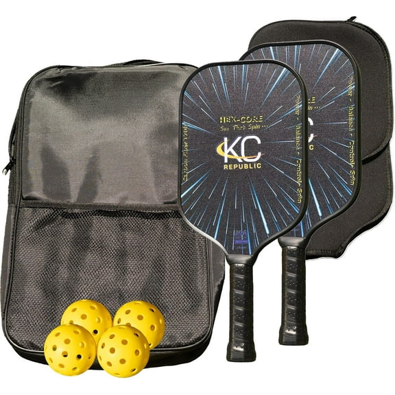 Pickleball Paddle Set – T700 Smooth Carbon Fiber Paddles with Covers, 2 Thermoforming 4-Layer Rackets, 4 Outdoor Pickleballs & Carry Bag | USAPA Approved Lightweight & 16MM Polymer Honeycomb Core