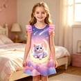 thumbnail image 2 of FYDUU Girls Cute Summer Casual Dress Girls Nightgowns Flutter Sleeves Sleepwear Halloween Cartoon Print Princess Dress Holiday Party Nightdress 6-7 Years, 2 of 4