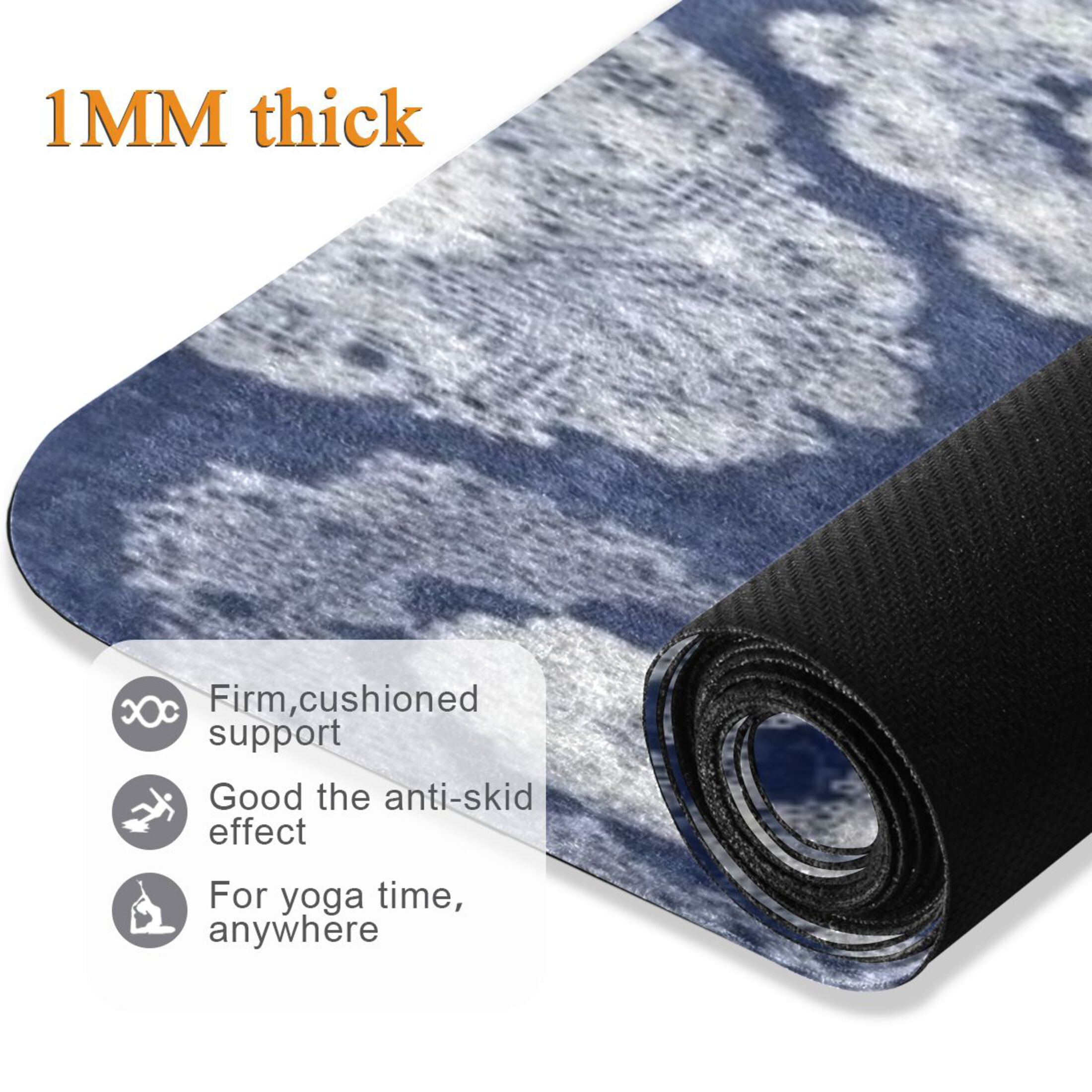 BZSMCE Yoga Mat Women Fitness Mat Navy Intricate Floral Pattern