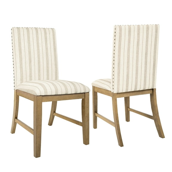 HomePop Upholstered Dining Chair, Set of 2, Taupe Stripe