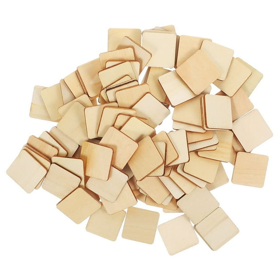 FUTUREORYY 100Pcs Unpainted Wood Pieces for School Art Classes Beige Square Tiles Artists Plain Square