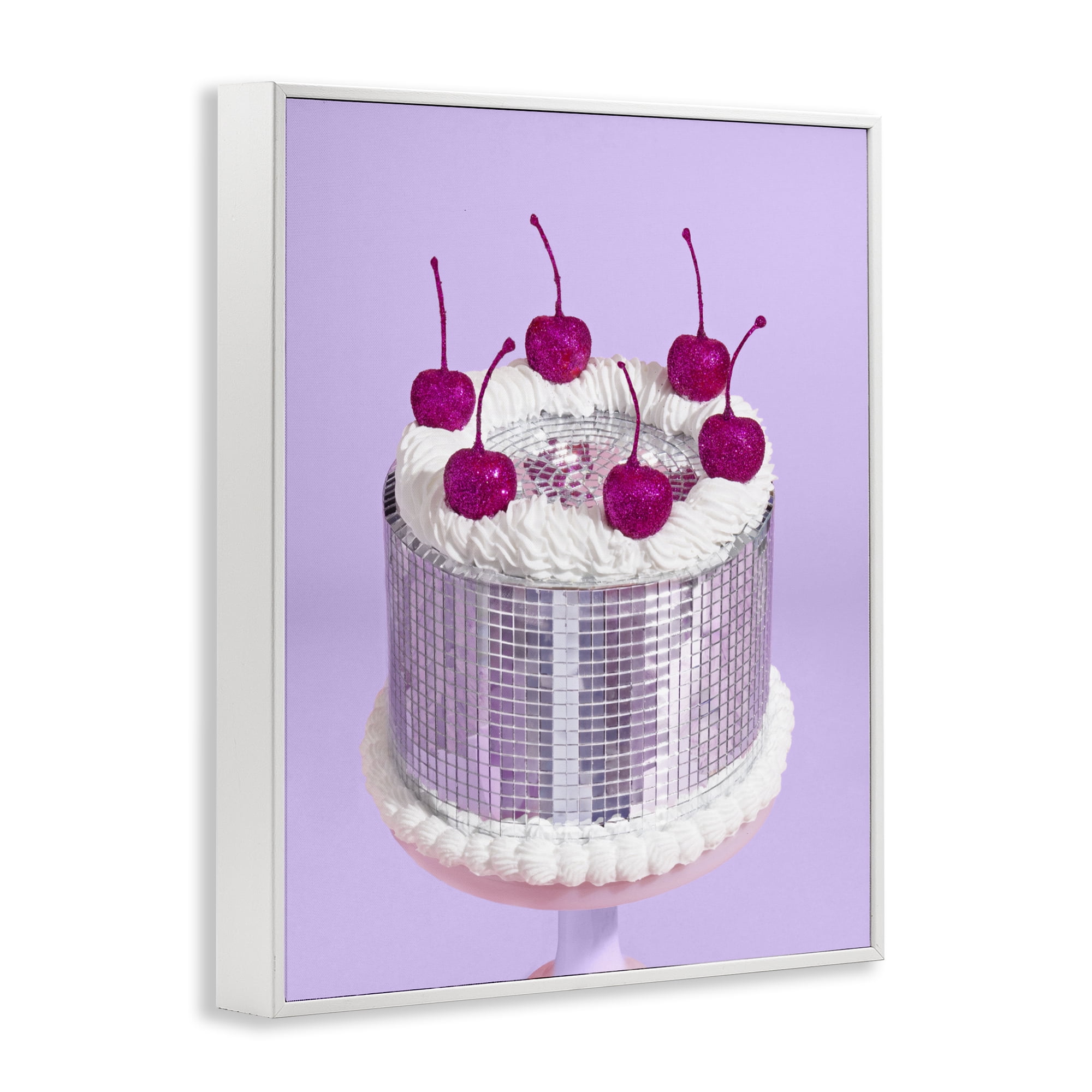 Stupell Industries Gleaming Disco Cake White Framed Giclee Art, design by LISH Creative