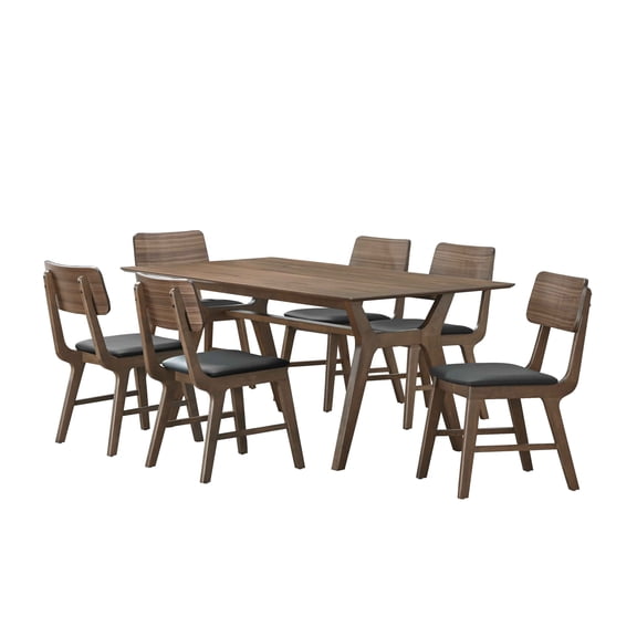 New Classic Furniture Thea 7-piece Wood Dining Set with Black Seat in Walnut