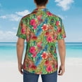 thumbnail image 4 of Gukieu Peacock Feathers And Flowers Print Men's Short-sleeved Shirts, Button-down Lapel Hawaiian Shirts, T-shirts, Beach Vacation Summer Casual Wear,3X-Large, 4 of 7