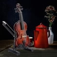 thumbnail image 2 of Miniature Violin, Wooden Mini Violin Model With Stand For Musician Home Office Shop Decoration Gift, 2 of 5