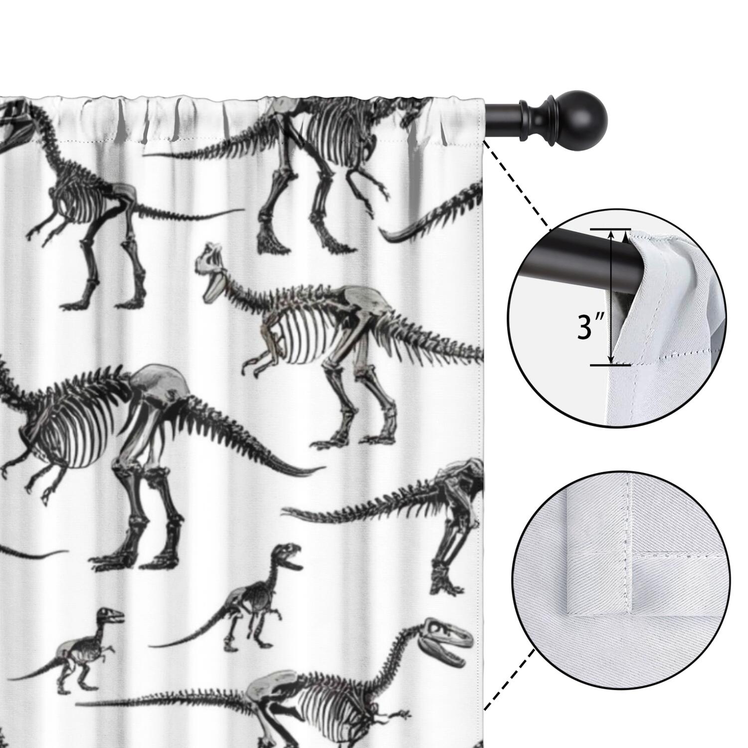 Blackout Kids Curtains,Cute Dinosaur Pattern Childrens Insulated Curtains Set Of 2,Bedroom Essentials,Toddler Room Decor 52x84in(132x213cm)