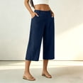 thumbnail image 4 of Ruimatai Womens High Waist Capri Pants Button Fly Patch Pockets Wide Straight Casual Daily Trousers, 4 of 7