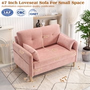 BedLuxury 47'' Wide Loveseat, 2-seat Chenille sofa with 2 Pillows for Living Room and Small Spaces, Pink