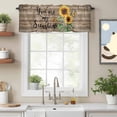 thumbnail image 3 of Rod Pocket Window Valances Sunflower Green Leaf Butterfly Short Kitchen Curtains Vintage Brown Wood Board Window Treatment Drapes for Bedroom Bathroom Living Room 56x16In,1 Panel, 3 of 9