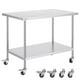thumbnail image 1 of Mesa de trabajo VEVOR de acero inoxidable 76 x 122 x 96 cm con ruedas, 1 of 9