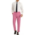 thumbnail image 2 of INSPIRE CHIC Pantalon à Carreaux pour Homme, devant Plat, Pantalon Habillé Imprimé Coloré, Rose 38, 2 of 4
