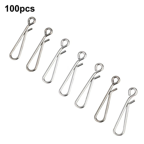 Rooha 100Pcs High Toughness Sea Fishing Tackle Stainless Steel Quick Silver Connector Rig Clips Hanging Snap Weight Bait Swivels