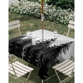 thumbnail image 3 of Square Outdoor Tablecloth with Umbrella Hole Black Mist Forest Outside Table Cloth Waterproof Patio Table Cover Retro Country Watercolor Tree Scenery Zipper Tablecloths for Picnic Camping 54x54 Inch, 3 of 8