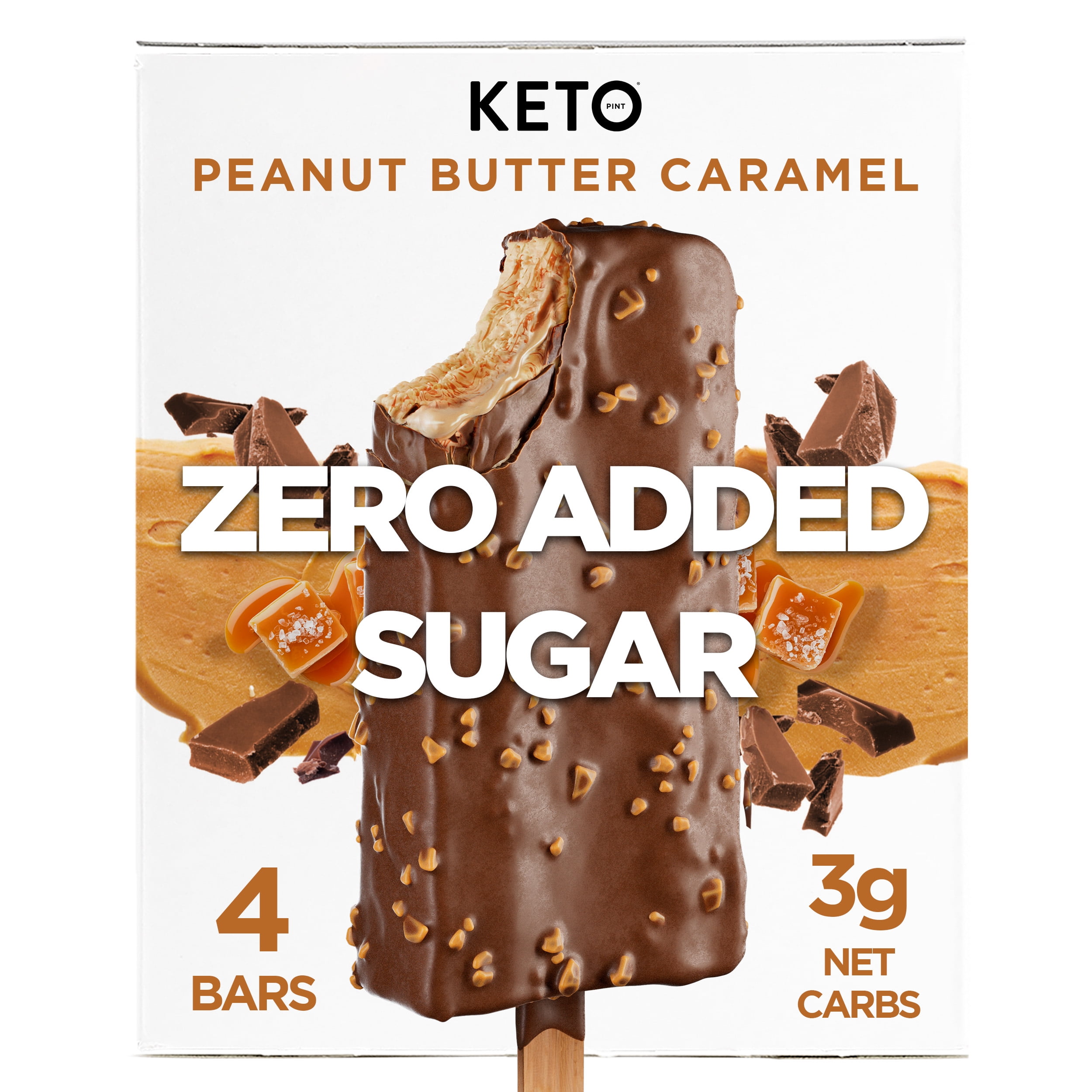 (3 pack) Keto Pint Peanut Butter Crunch Ice Cream Bars, No Added Sugar, 2.75 fl oz, 4 Count