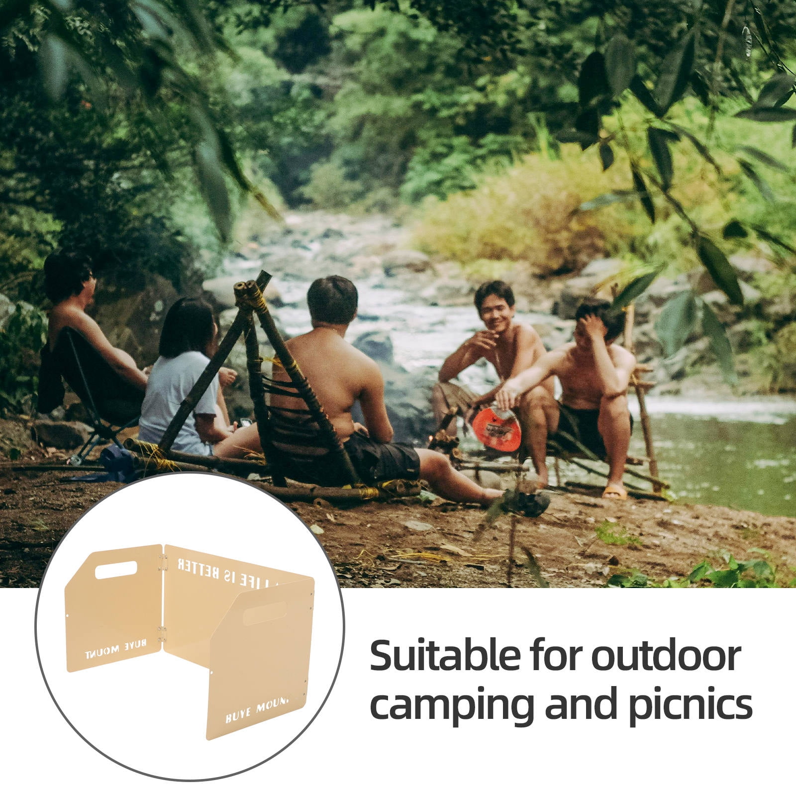 Raindrops Portable Windshield for Gas Stove with Foldable Design and Smooth Surface Khaki 1 Piece