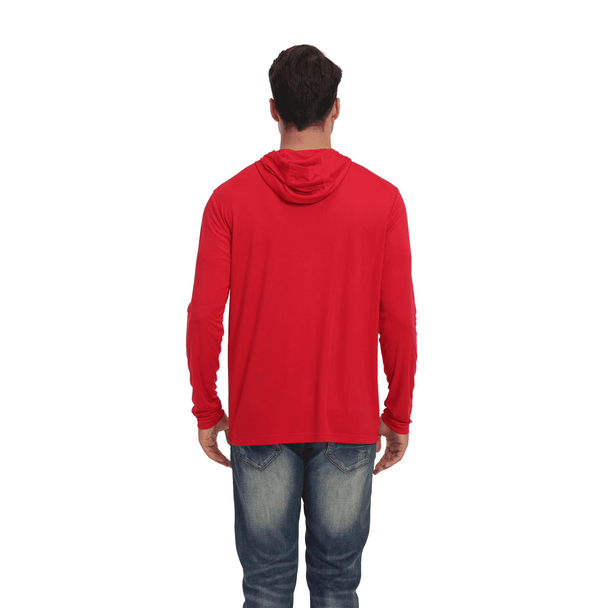 Zfeel Lightweight Dry Fit Hoodie for Men, Long Sleeve Red Pullover Hooded Shirt, 5 Pack, L