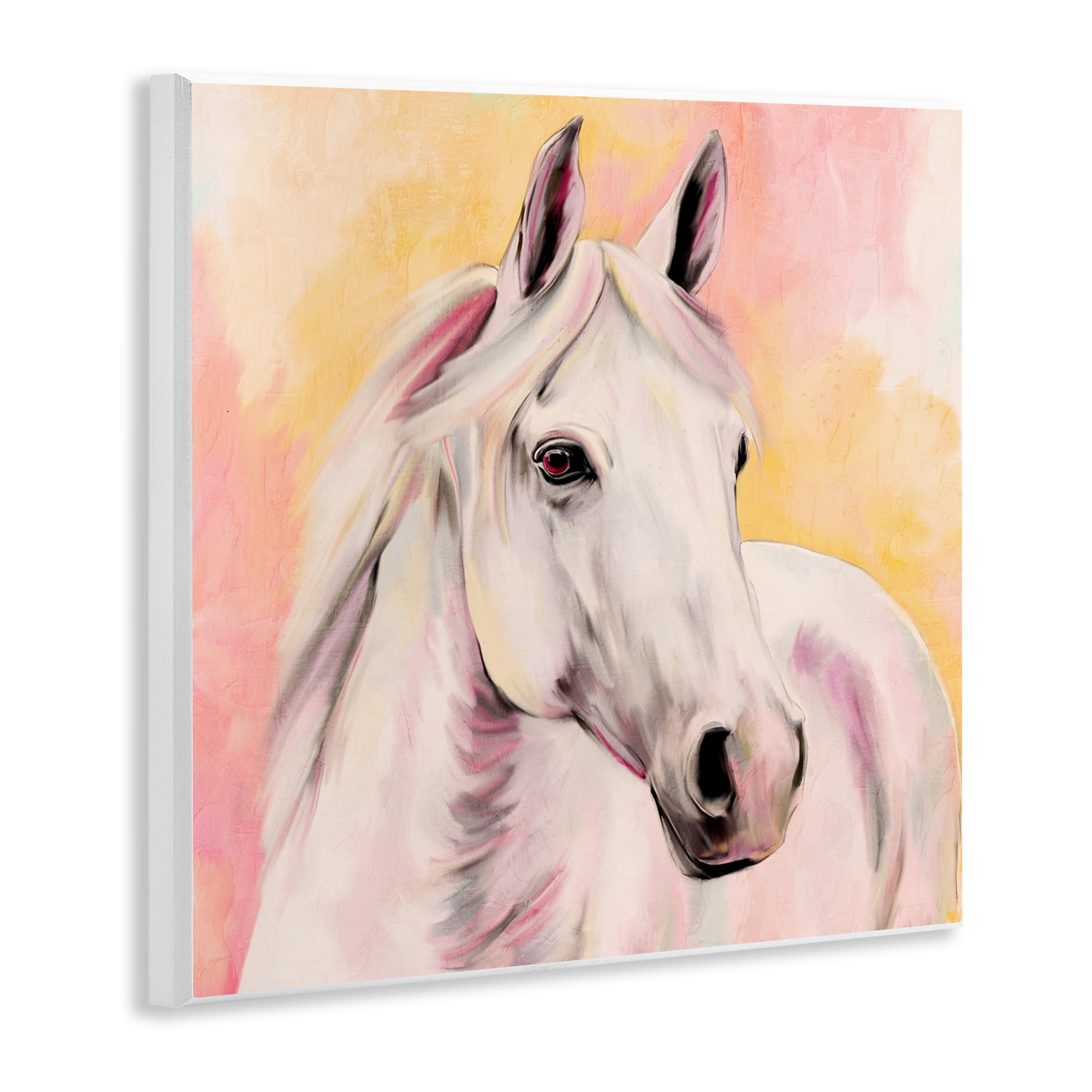 Sunset White Horse Wall Plaque Art, design by Kim Allen
