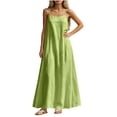 thumbnail image 2 of NTACZA Flowy Dresses for Women Sleeveless Slip Dress Maxi Square Neckline Casual Vacation Beach Green XXXL, 2 of 5