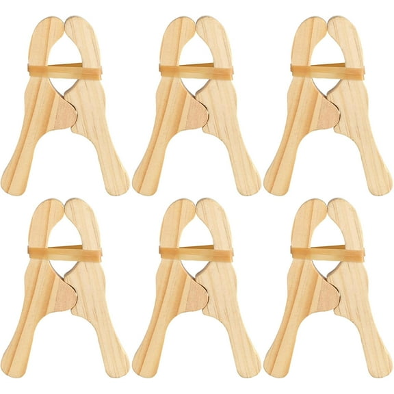 Lsupdaol 6 Pcs Wooden Play Clips for Kids Montessori and Waldorf Fort Building Kit Silk Clips Giant Wooden Handmade Fort Building for Blankets Silk Construction(White)