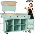 thumbnail image 2 of JESTOP Rolling Kitchen Island with 3 Drawers and 2 Cabinets, Kitchen Cart on Wheels with Drop Leaf, Wood Portable Trolley Island with Cabinet Door Storage Racks, for Dinning Room, 2 of 7