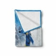 thumbnail image 2 of Winter Soft Flannel Fleece Blanket, Skier Skiing Downhill in High Mountains Extreme Winter Sports Hobby Activity, Cozy Plush for Indoor and Outdoor Use, 50" x 60", Blue White Yellow, by Ambesonne, 2 of 6