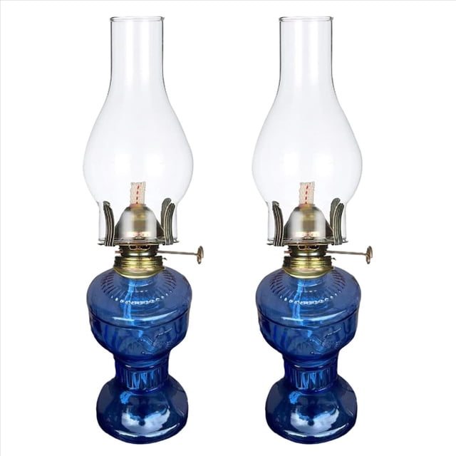 2X Lámpara de Aceite Rústica Lámpara de Carbón de Vidrio Vintage Lámparas de Aceite para Uso en Interiores Decoración del Hogar Iluminación Linterna de Aceite Azul