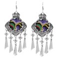 thumbnail image 2 of s bordadas multicolores Boho de s mujeres cuelgan del partido judío Púrpura Hugo Pendientes del perno prisionero cuelga, 2 of 10