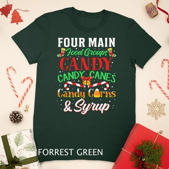 Kiraa Tee With Four Main Food Groups Elf Buddy Christmas Pajama Shirt Xmas Unisex T-Shirt