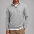 thumbnail image 5 of JULMCOMO Quarter Zip Pullover Sweatshirt for Men Solid Color Stand Collar Long Sleeve Casual Athletic Tops for Fall Winter Light Gray L, 5 of 8