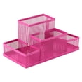 thumbnail image 2 of Desk Organizer and Mesh Pen Holder - 4 Compartment Pink Metal Desk Caddy for Office Supplies, Pencils, Scissors | Teacher & Student Desktop Organizer, Office Supplies, Desk Accessories & Organizers, 2 of 8