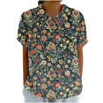 thumbnail image 1 of Économies en Liquidation! BEFOKA Hauts Grande Taille pour Femmes en Liquidation, Blouse Décontractée d'Été T-shirt pour Femmes, Mode Décontractée pour Femmes Manches Courtes Raccourcies Imprimées Blouse Ample, 1 of 5