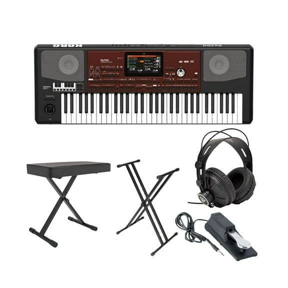 Korg PA700OR 61-Key Professional Arranger Keyboard with Bench and Accessory Bundle