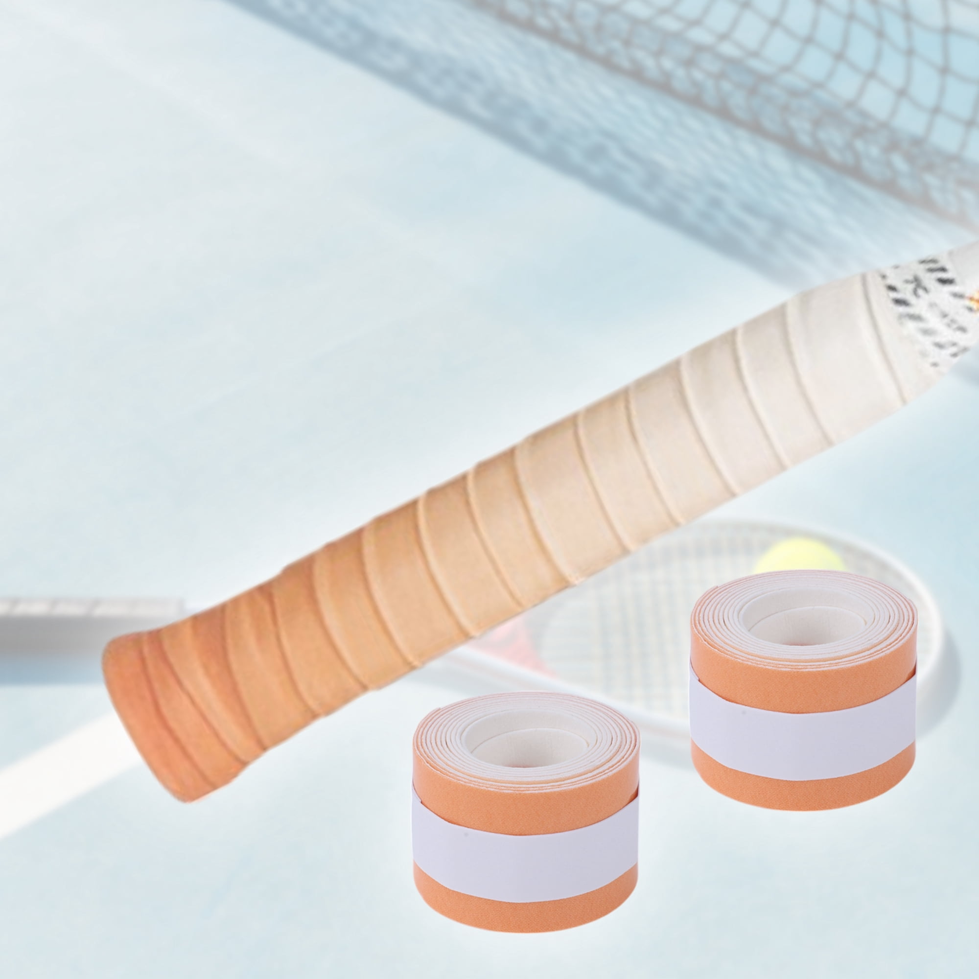 Unique Bargains 2 Pcs Tennis Racket Grip Tape Dry Overgrip Tape Gradient Orange White