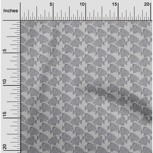 oneOone Silk Tabby Fabric Fish Block Fabric Prints By Yard 42 Inch Wide