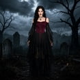 thumbnail image 5 of Gothic Witch Dress For Women Off Shoulder Butterfly Sleeve Lace Halloween Dress Medieval Vampire Vintage Gothic Outfit, 5 of 5