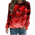 thumbnail image 2 of Viikei Womens Tops Long Sleeve Clearance under $5,Fall Tops for Womens 2025 Trendy,Women's Fall and Winter Valentine's Day Print Long Sleeved Round Neck Hooded Sweatshirt Tops Blouse Red XXXXL, 2 of 5