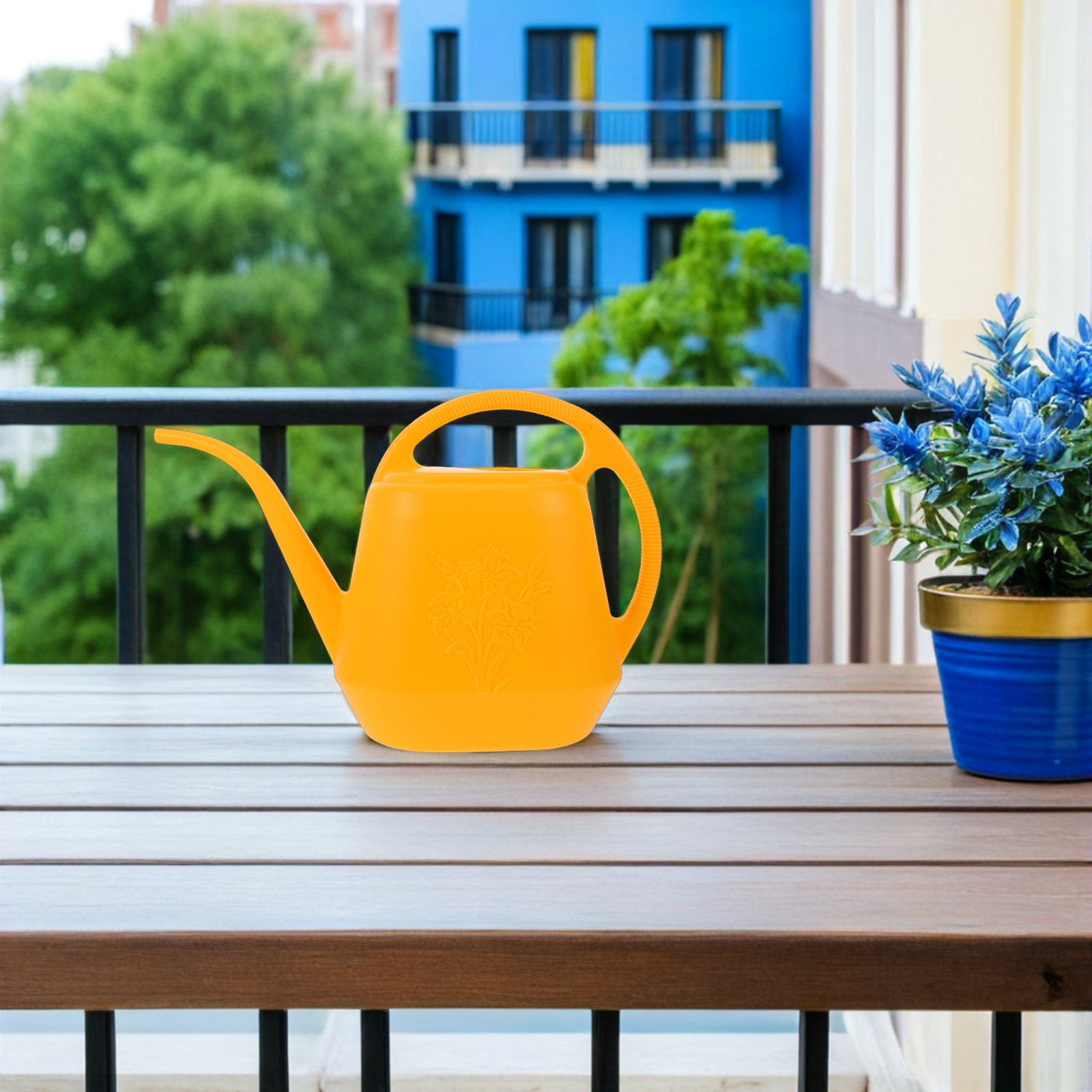 LOLIPPYY Yellow Plastic Watering Can with Spout for Garden Plants, Flowers, and Indoor Use, Lightweight and