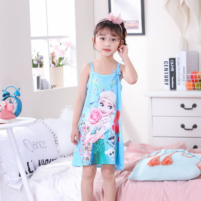 Toddler Girls Baby Princess Pajamas Dog Print Nightgown Dress Summer Sleepwear Nightdress