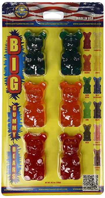 Big Big Gummy Bears Six Pack Assorted Flavors (10.5oz)