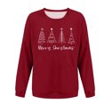 thumbnail image 4 of Christmas Sweatshirts for Women Christmas Tree Print Sweatshirt Comfort Casual Long Sleeve Hoodies Santa Claus Print Pullover Sweater Blouses Fleece Xmas Holiday Tops with Kangaroo Pocket, 4 of 4