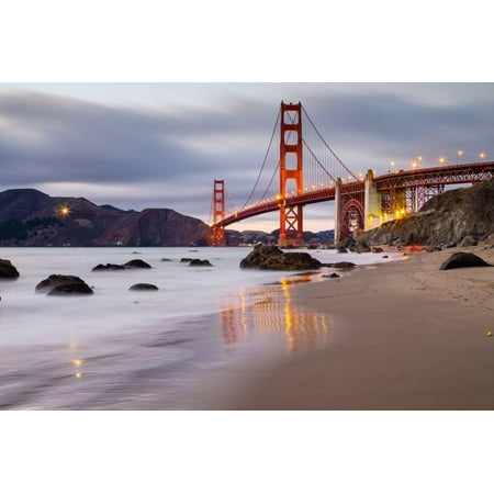 Sunset at Marshall Beach, Golden Gate Bridge, San Francisco California Coast Photo Print Wall Art By Vincent